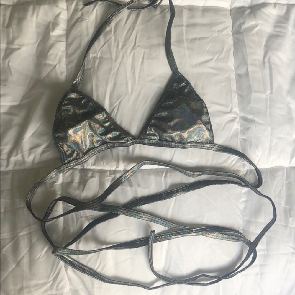 Holographic Wrap Rave Bralette